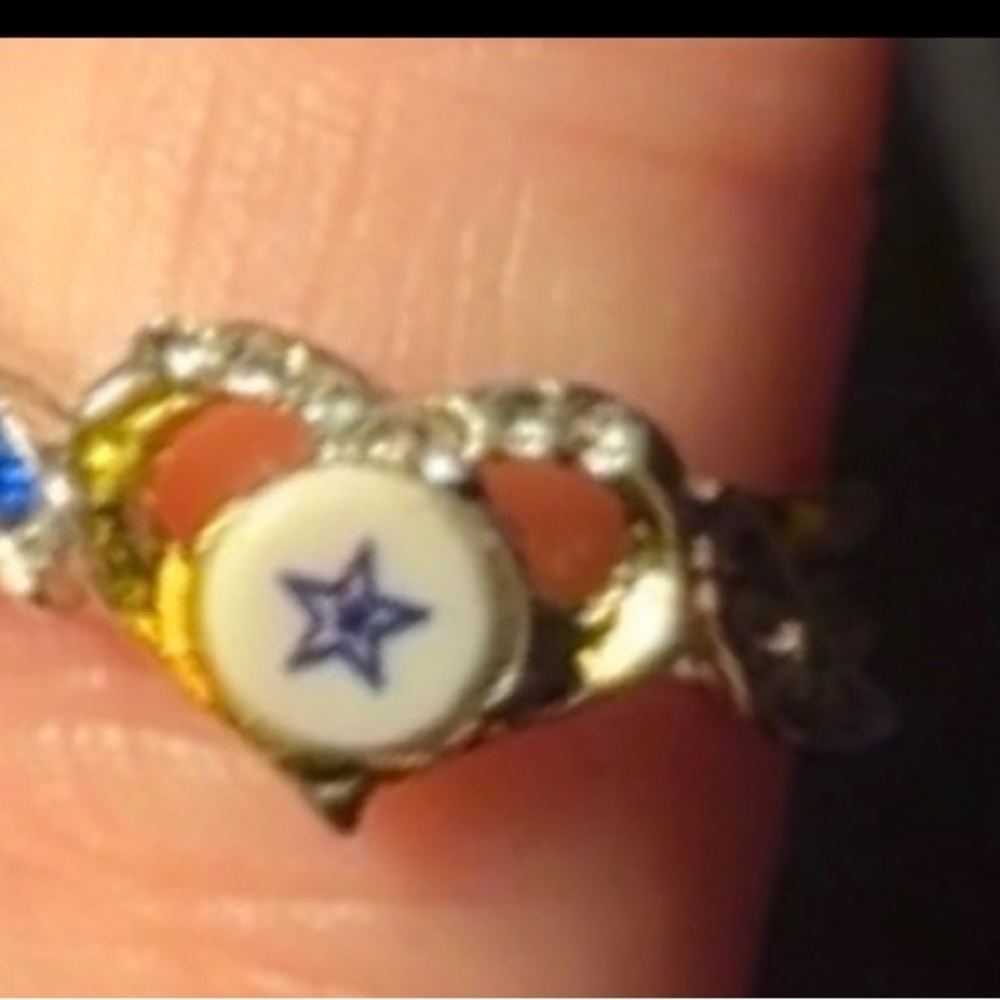 Silver-Tone Blue Star Heart Accent Ring - Women's Jewelry